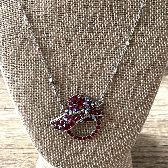 Jeweled Red Hat Pendant Necklace - Picture 1 of 3